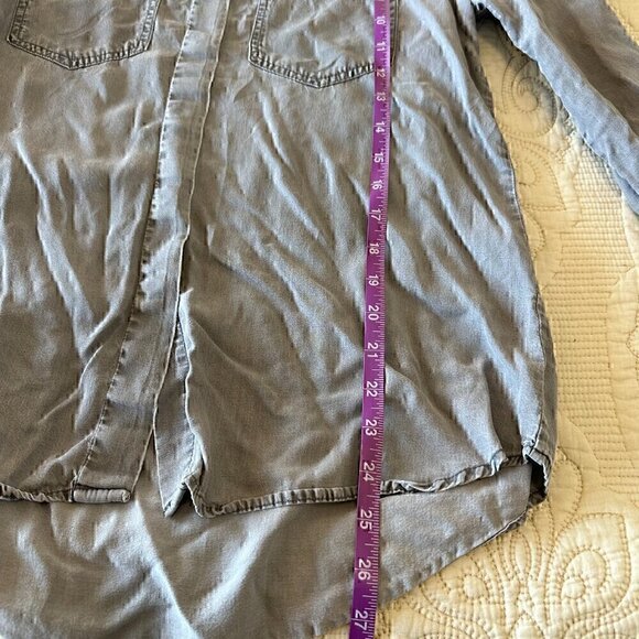 COTTON ON grey chambray button up collared shirt casual relaxed women's small - Picture 9 of 9